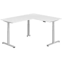 Bümö Eckschreibtisch Weiß, Silber, Nachbildung, Rechteckig, 160x74x200 cm, FSC