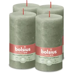 Rustik Stumpenkerzen 130/68 mm - Frische Olive (4 Stück)