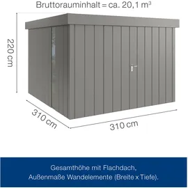 Hörmann Metall-Gerätehaus Juno JFD14 M-Sk 9007) 2-flg F Flachdach