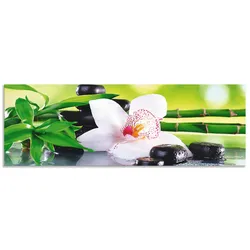 Artland Küchenrückwand »Spa Steine Bambus Zweige Orchidee«, (1 tlg.), Alu Spritzschutz mit Klebeband, einfache Montage Artland grün