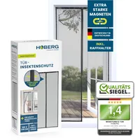 Hoberg Insektenschutzvorhang 100 x 210 cm | Fliegengitter Tür mit XXL-Magnetbändern | Insektenschutz für Balkontür | Magnet Fliegenvorhang | selbstschließend & strapazierfähig