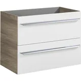 Fackelmann Waschtischunterschrank 2 Schubladen 79,4 x 60,3 x 45 cm Weiß Hochglanz