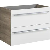 Fackelmann Waschtischunterschrank 2 Schubladen 79,4 x 60,3 x 45 cm Weiß Hochglanz