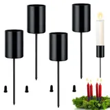 4 Stück Stabkerzenhalter,Adventskranz Kerzenhalter,Stabkerzenhalter Adventskranz,Kerzenhalter Zum Stecken,Stabkerzenhalter Schwarz Für Adventskranz, Tischdeko,Fensterbank