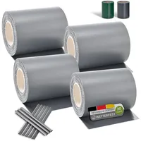 Juskys PVC Sichtschutzstreifen Doppelstabmatten Zaun 4er Set á 35m x 19cm - Zaunfolie – hellgrau