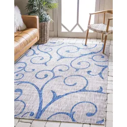 Teppich "Outdoor Beauties Lagerräumung", bunt (hellgrau, blau), B:183cm H:4mm L:274cm, Polypropylen (PP), MYFLAIR MÖBEL & ACCESSOIRES, Teppiche, In- und Outdoor geeignet, ideal im Wohnzimmer & Schlafzimmer