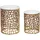 FineBuy 2er Set Couchtisch gold Marmor rund Wohnzimmertisch Beistelltisch Satztisch Alu