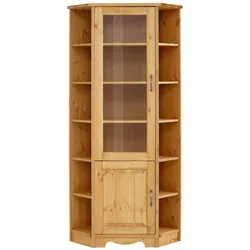 Eckvitrine HOME AFFAIRE "Trinidad", beige (natur geölt), Schränke, Höhe 188 cm