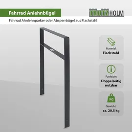 Trutzholm Fahrradständer 2 x Fahrradanlehnbügel 114 x 77 cm Flachstahl 13 mm Anthrazit