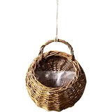 URFEDA Rattan Wandbehang Blumentopf Hängekorb Rattan Blumenkorb Wandbehang Pflanzentöpfe Geflochten Übertopf Korb Pflanzenkörbe Hängende Wand Korb für Innen Außen Decken Balkone Wanddekoration