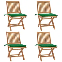 vidaXL Klappbare Gartenstühle mit Kissen 55 x 60 x 88 cm grün 4 St.