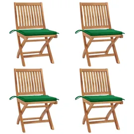 vidaXL Klappbare Gartenstühle mit Kissen 55 x 60 x 88 cm grün 4 St.