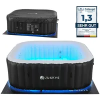 Juskys Whirlpool Palmira für 6 Personen - Outdoor Indoor Pool aufblasbar, eckig & LED - Schwarz