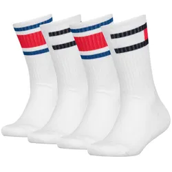 TOMMY HILFIGER Kinder Socken, 4er Pack - FLAG ECOM, Logo Design Weiß 31-34