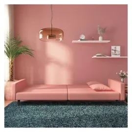 vidaXL Schlafsofa 2-Sitzer mit 2 Kissen Rosa Samt