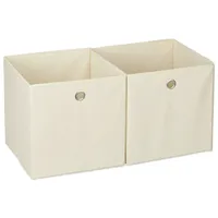 Relaxdays Aufbewahrungsbox Stoff im 2er Set, - Beige
