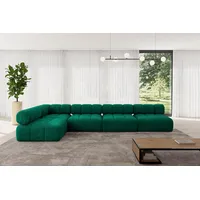 altdecor Eckcouch Samt 2-Sitzer Dunkelgrün