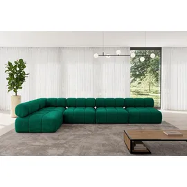 altdecor Eckcouch Samt 2-Sitzer Dunkelgrün