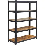 Relaxdays Schwerlastregal Stahl 100x180x30 cm schwarz/braun