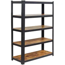 Relaxdays Schwerlastregal Stahl 100x180x30 cm schwarz/braun