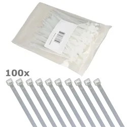 Kabelbinder Set 100 Stück - weiß - 140mm x 3,6mm - wetterbeständig, UV-Schutz - hohe Zugkraft