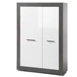 furn.design Highboard 100 x 142 x 35 cm Weiß Hochglanz / Grau