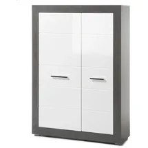 furn.design Highboard 100 x 142 x 35 cm Weiß Hochglanz / Grau