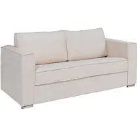 Vente-unique - Schlafsofa mit Matratze 3-Sitzer - Strukturstoff - Beige - Liegefläche 140 cm - Matratze 18 cm - loreto
