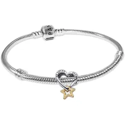 Pandora 68598 Damenarmband Geschenkset Glücksstern und Herz, 19 cm