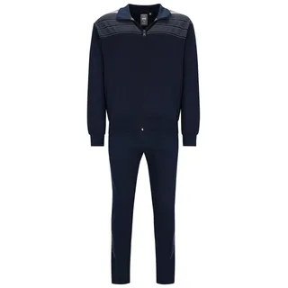 hajo Herren Hausanzug, lang - Soft Sweat, Zip-Jacke, Homewear Dunkelblau M