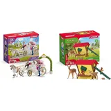 SCHLEICH 42641 Hochzeitskutsche, ab 5 Jahren, Horse Club - Spielset, 106 Teile & 42658 Fütterung der Waldtiere, ab 3 Jahren, Farm World - Spielset, 39 Teile