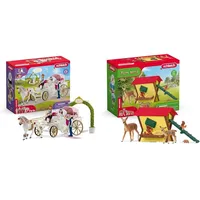 SCHLEICH 42641 Hochzeitskutsche, ab 5 Jahren, Horse Club - Spielset, 106 Teile & 42658 Fütterung der Waldtiere, ab 3 Jahren, Farm World - Spielset, 39 Teile