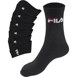 Fila UNISEX CREW TENNIS FULL TERRY SOCKS 6-Paar Schwarz 43-46