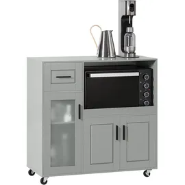 SoBuy Sideboard auf Rollen Küchenwagen Mikrowellenschrank Rollwagen FSB78-HG