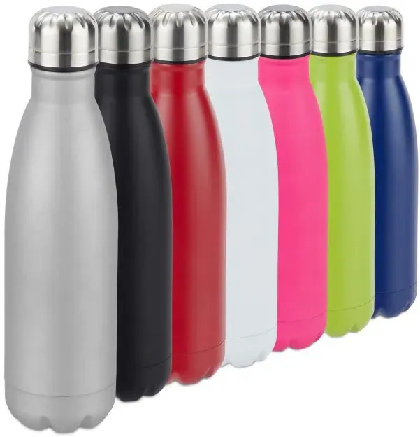 Relaxdays Trinkflasche Edelstahl Schwarz,Silber