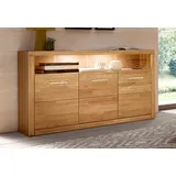Home Affaire Sideboard HOME AFFAIRE "Ribe,130cm breit, Fronten Massivholz,7 Fächer", braun (eiche teilmassiv), B:130cm H:80cm T:35cm, Holz teilmassiv, Sideboards, Sideboard, Holz massiv, Holzwerkstoff, Metall Griffe,3 Türen, Topseller
