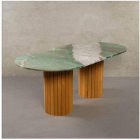 MAGNA Atelier Esstisch Montana mit Marmor Tischplatte, Küchentisch, Eichenholz Gestell, Dining Table 200x100x76cm grün