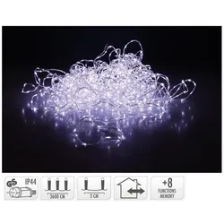 EDM WEICHE DRAHTGARLANDE 1200 KALTWEIßE LEDS 8 FUNKTIONEN 39M