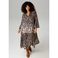 aniston plus Midikleid Animal-Zebra-Printmix Beige/Braun/Schwarz 42