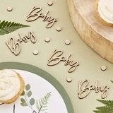 Ginger Ray BAB-121 Botanical Baby Shower Wooden Scripted Konfetti, Holz