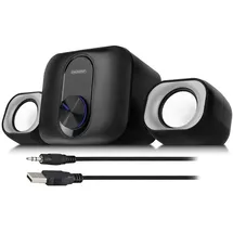 Eminent PC Lautsprecher mit Subwoofer, 2.1 Soundsystem PC Boxen, für PC und Laptop, USB Stromversorgung, Kompakt und Platzsparend auf Büro – Europameisterschaft 3515
