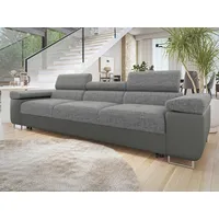 Mirjan24 Schlafsofa Torezio 3 Bis, mit Schlaffunktion, Einstellbare Kopfstützen, 263x102x70-90 cm grau