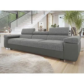Mirjan24 Schlafsofa Torezio 3 Bis, mit Schlaffunktion, Einstellbare Kopfstützen, 263x102x70-90 cm grau