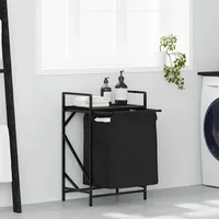 VidaXL Wäschekorb 1 Fach mit Ablage Schwarz Eichen-Optik