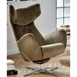 KAWOLA Drehsessel RANDY Polyester 79 x 117 x 79 cm Olivgrün mit Hocker
