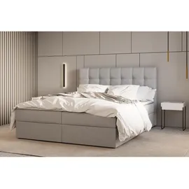 e-meubles Möblo Bett mit bettkasten, Bonell-Matratze und Topper, Doppelbett - Boxspringbett 05 - 140x200 cm, Schlafzimmer, Betten, Boxspringbetten