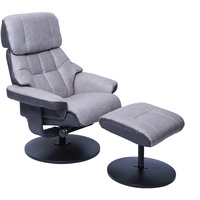 MCA Furniture MCA Relaxsessel HWC-F21, Fernsehsessel Hocker, Stoff/Textil 110kg belastbar ~ grafit-hellgrau