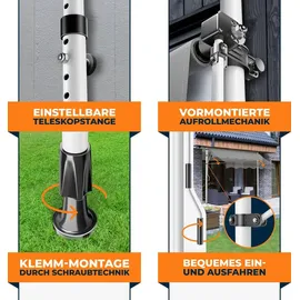 Kesser Klemmmarkise mit Handkurbel 400 cm grau