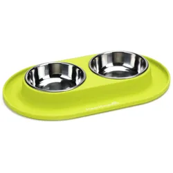 Beeztees Dinnerset für Hunde aus Silikon gelbgrün 31x19cm