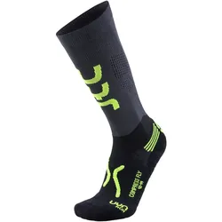 UYN Run Compression Fly lange Laufsocken mit Cool-Air-Flow Technologie aus Natex Herren anthrazit/yellow fluo 42-44
